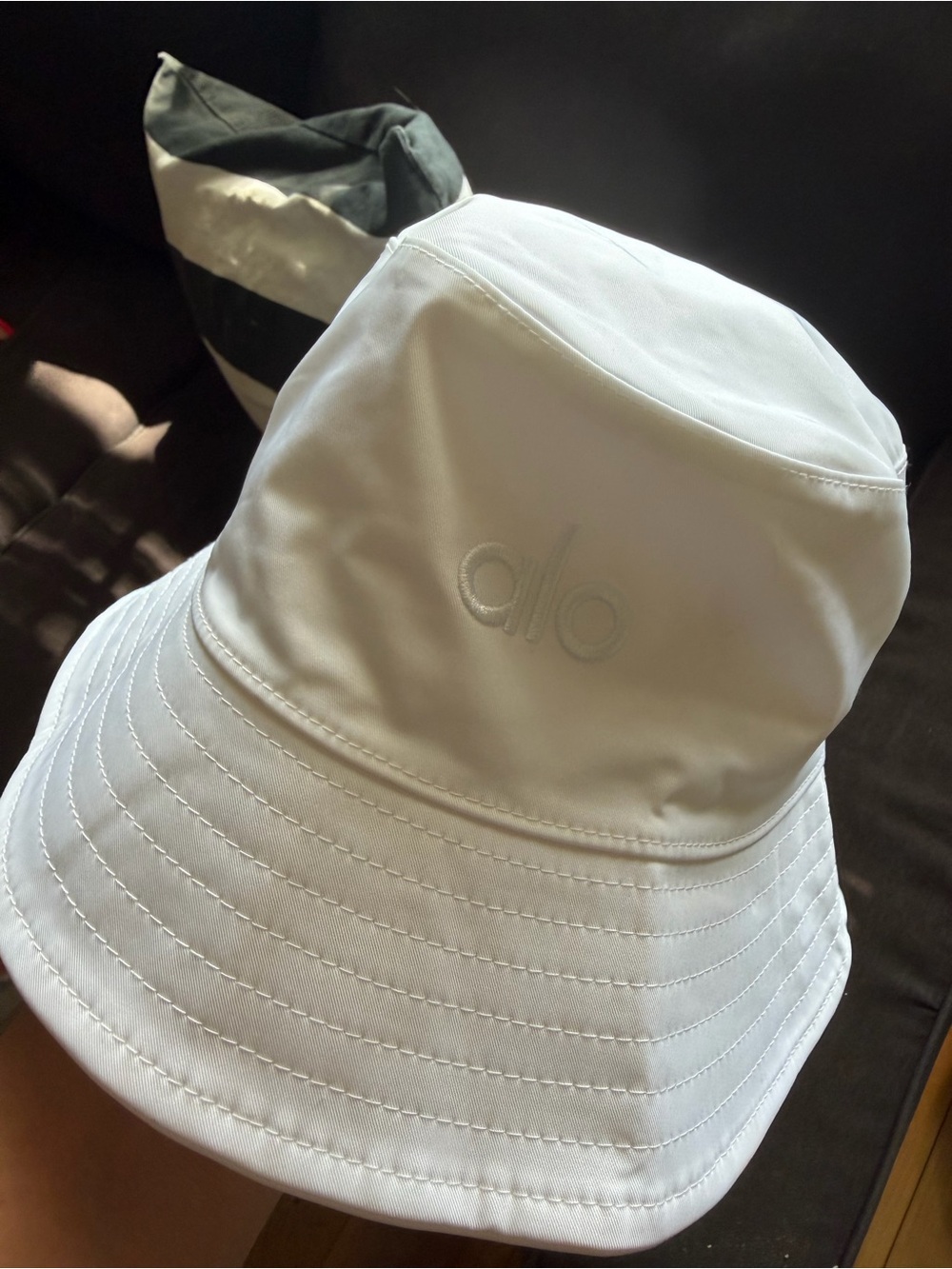 ALO Yoga White Bucket Hat with Subtle Embroidered Logo